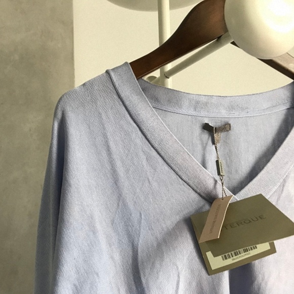 Uterqüe Extra-fine Silk/ Cotton V-neck Sweater M - Picture 2 of 8